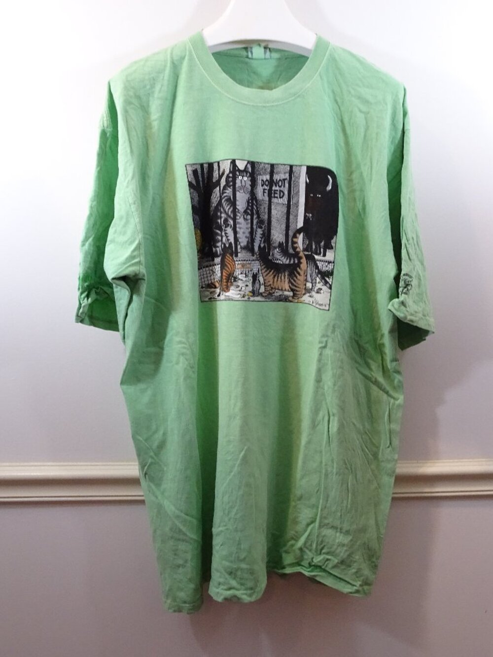 VTG 90s K Kliban Crazy Shirts Do Not Feed Cat Shirt Mens Size XXL Green Jail